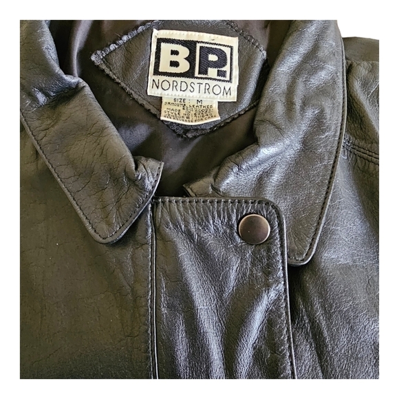 Nordstrom BP. Women's Black Leather Moto Jacket Coat Size Medium - Picture 12 of 14